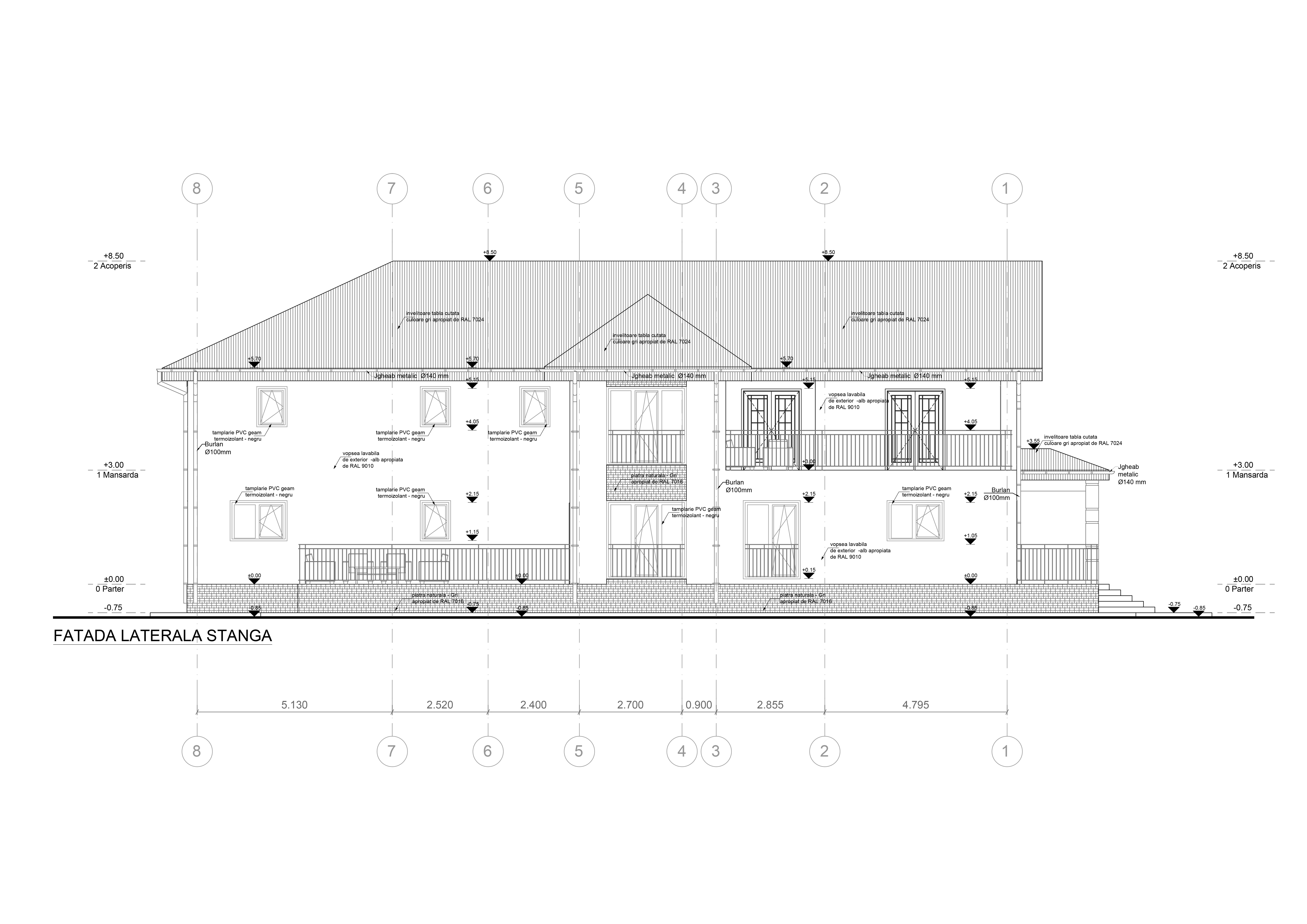 Locuinta unifamiliala P+M - desene tehnice - 170