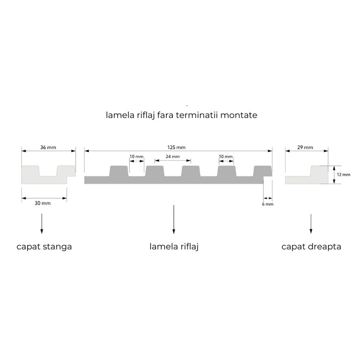 Riflaj alb din polimer dur vopsibil L0101 – 12.5×1.2×270 cm - 184